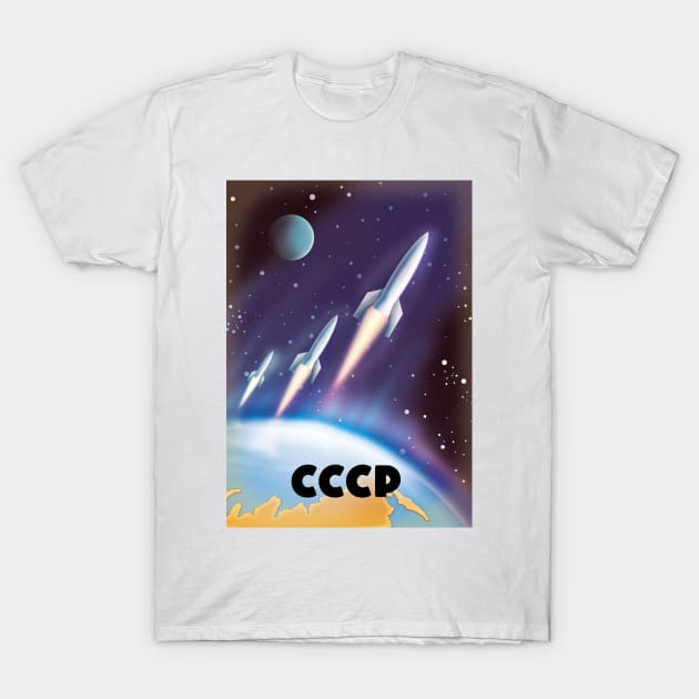 CCCP Soviet Russia Space Art T-Shirt by nickemporium1